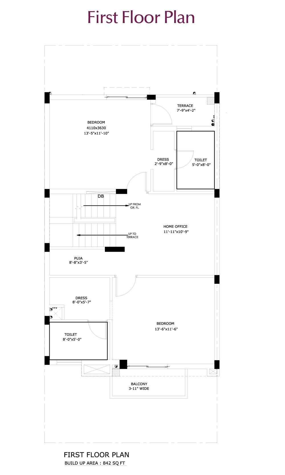 City Front Villas 3 BHK duplex villa first floor plan
